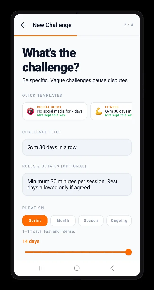 Step 2: define a clear challenge and duration