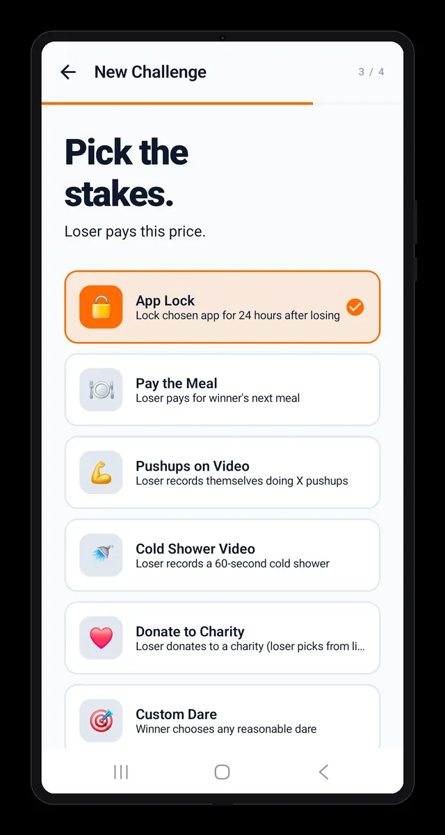 Step 3: select meaningful stakes for the challenge