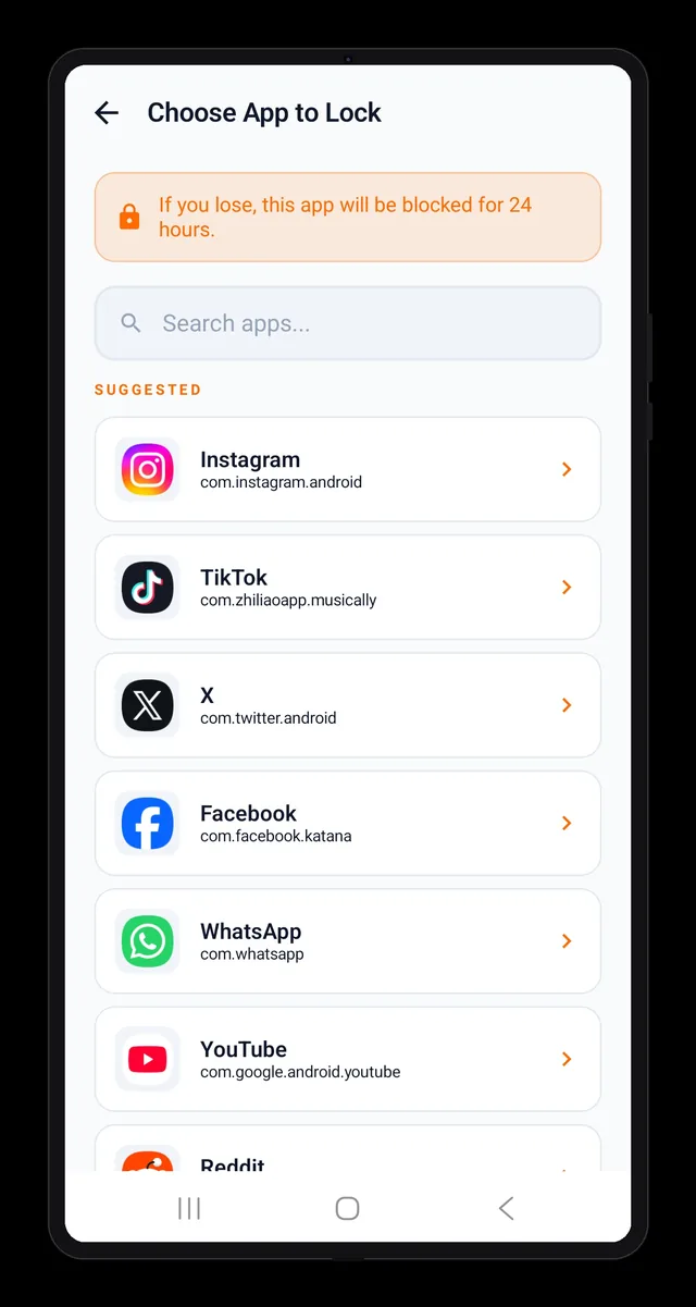 Step 4: choose an app to lock if you lose