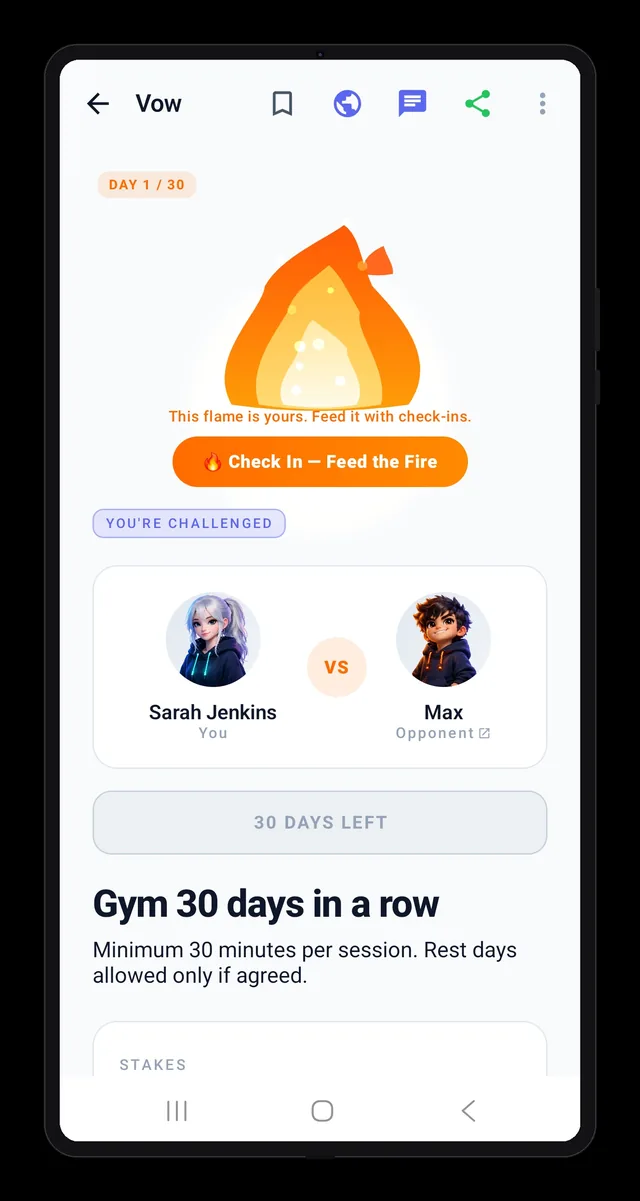 Step 7: check in and feed the challenge flame